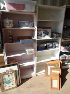lot 1923 image: 2 White Wood Book Shelves wo Contents