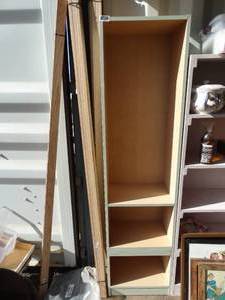 lot 1924 image: Narrow White Wood Shelving Unit