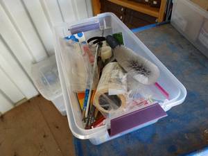 lot 1961 image: Office Supplies Pencils, eraser, tape, highlighter, small clear plastic bags & misc