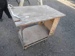 lot 29954 image: Plywood and Metal Cart on wheels