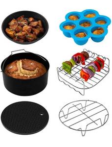 lot 7668 image: COSORI Air Fryer Accessories, Set of 6 Fit for Most 3.7Qt and Larger Oven Cake & Pizza Pan, Metal Holder, Skewer Rack & Skewers, etc, BPA Free, Nonstick Coating, Dishwasher Safe