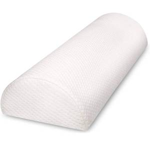 lot 7674 image: Back Pain Relief Bolster Pillow - Half Moon Knee Pillow for Side, Back, Stomach Sleepers - Semi Roll Round Lumbar Leg Wedge - Reduce Neck Spine Back Hip Ankle Stress - Organic Cotton Cover - Size M