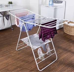 lot 7694 image: Honey-Can-Do Heavy Duty Gullwing Drying Rack, White Metal - 57 x 23.5 x 37 inches
