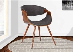 lot 7695 image: Armen Living Butterfly Dining Chair in Charcoal Fabric and Walnut Wood Finish - 22D x 21W x 29H