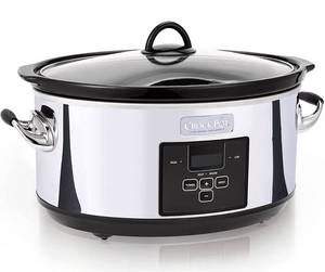 lot 7699 image: Crock-Pot 7 Quart Programmable Slow Cooker with Digital Countdown TimerPolished Platinum