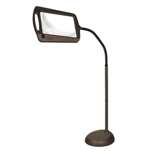 lot 7720 image: Daylight 24 402039-BRNZ Full Page 8 x 10 Inch LED Illuminated Floor, Bronze Magnifier Lamp
