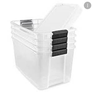lot 7733 image: Lot of 3 - Storage Containers - Clear Storage Boxes - 21�x 16� x 12