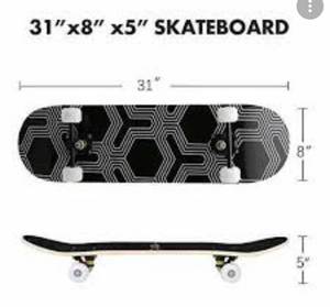 lot 10752 image: Hyono Skateboard, Beginner Skateboards, 31 X 8 Complete Pro Skateboard