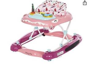 lot 10763 image: Dream On Me Baby Steps Baby Walker and Rocker, Pink (Bent)