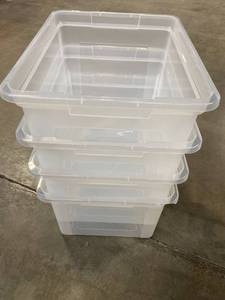 lot 10776 image: Lot of 3, 14x18x10 Clear Plastic Storage Containers With Bonus Lids
