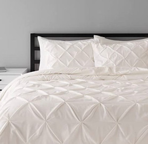 lot 10782 image: Amazon Basics Pinch Pleat Down-Alternative Comforter Bedding Set - King, Cream