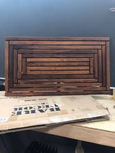lot 16018 image: Bare Decor Giza Shower, Spa, Door Mat in Solid Teak Wood, 36 x 20