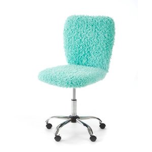 lot 16028 image: Urban Shop Faux Fur Armless Swivel Task Office Chair, Mint