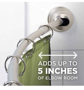 lot 16030 image: Zenna Home E40S2ALBN NeverRust Rustproof Dual Mount Curved Stall Shower Rod, 32 to 40, Brushed Nickel