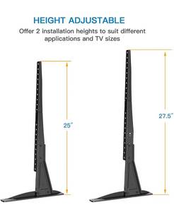 lot 16035 image: PERLESMITH Universal Table Top TV Stand for 22 - 65 Inch Flat Screen, LCD TVs Premium Height Adjustable Leg