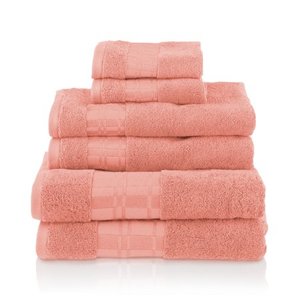 lot 16046 image: Superior Aura Geometric 6-Piece Cotton Towel Set, Coral