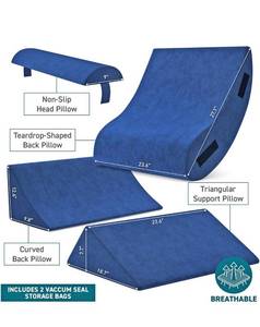 lot 16055 image: 4 Pc Bed Wedge Pillows Set - Orthopedic Wedge Pillow for Sleeping