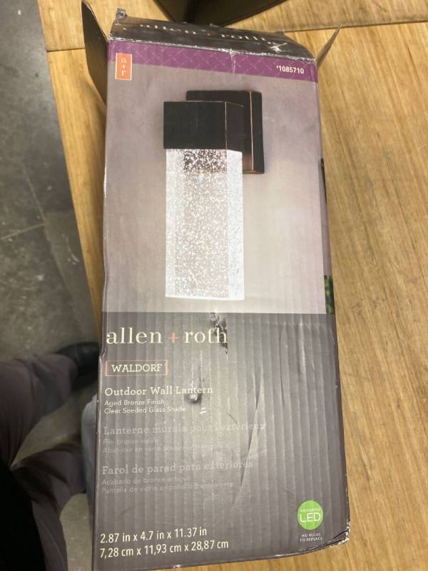 lot 30273 image: allen  roth Waldorf 11.25-in H Bronze LED Outdoor Wall Light
