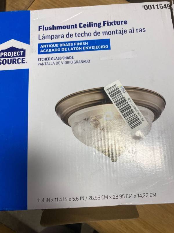 lot 30275 image: project source flush-mount ceiling fixture etched glass shade