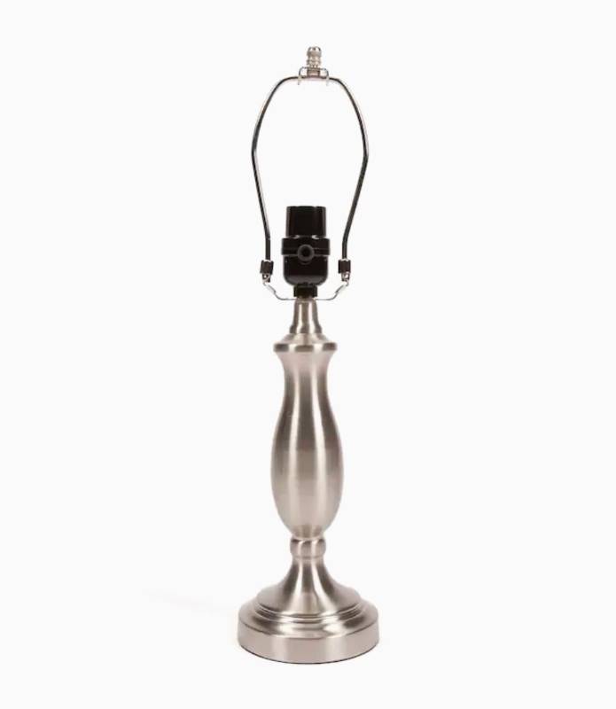 lot 30296 image: allen  roth 13.25-in Brushed Nickel Plug-In Metal Lamp Base