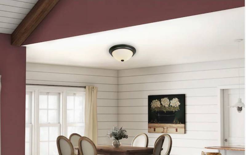 lot 30319 image: Project Source Flush mount Ceiling Light Fixture- Bronze Finish with Glass Globe. Only one light and Globe