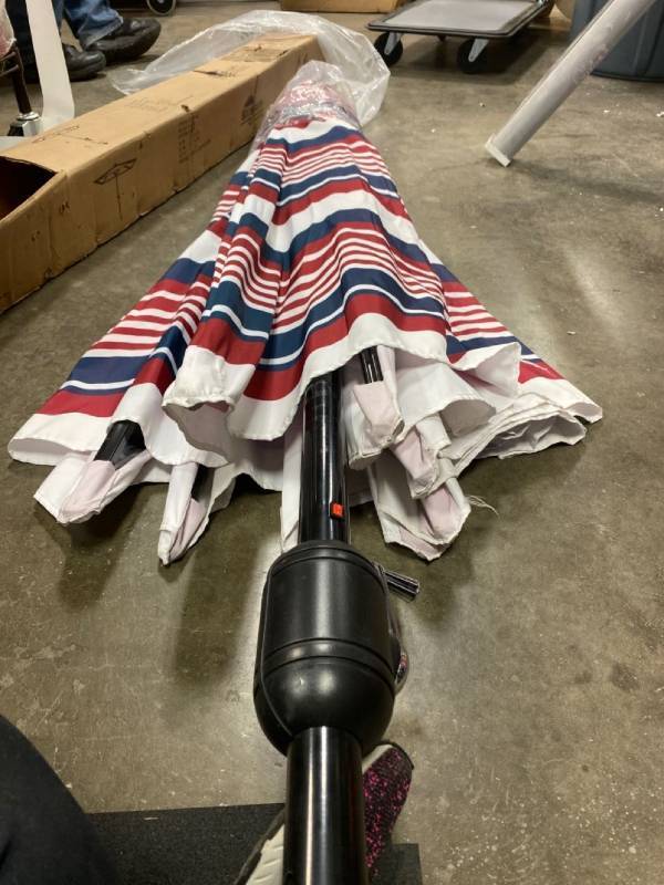 lot 30418 image: Sun-Ray 8.85-ft Multiple Colors Solar Powered Push-button Tilt Market Patio Umbrella