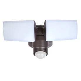lot 30249 image: Utilitech 180-Degree 2-Head Dual Detection Zone Bronze LED Motion-Activated Flood Light with Timer