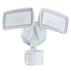 lot 30291 image: Good Earth Lighting 180-Degree 2-Head White LED Motion-Activated Flood Light with Timer
