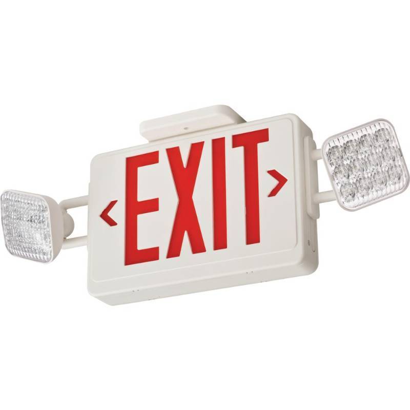 lot 30205 image: Lithonia Lighting Contractor Select ECRG SQ 20-Watt Equivalent 120-Volt277-Volt Integrated LED White ExitEmergency Combo Unit
