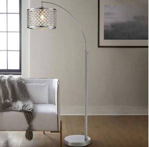 lot 30470 image: Gisele Modern Crystal Arc Floor Lamp
