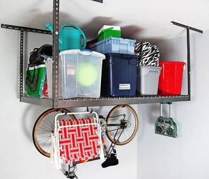 lot 30476 image: MonsterRax 4x8 Overhead Garage Storage Rack