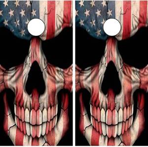 lot 30489 image: Cornhole Board Wrap Wraps American Flag Skull C22 Laminated Skin Boards Decal Set Decals Vinyl Sticker Stickers Bean Bag Game Vinyl Graphic Tint Image