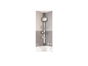 lot 30493 image: NEWARTIKA NEPTUNE Adjustable Tension Shower Caddy Mirror & 3 Shelves Aluminum