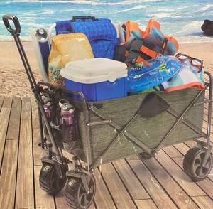 lot 30500 image: XL Steel 4 Wheels FoldingCollapsible Wagon with Cargo Net (1798)