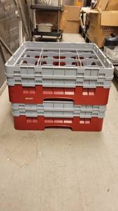 lot 4655 image: (2) Red and Gray Cambro Brandy Glass Racks