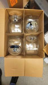 lot 4658 image: Box of 4 Anchor Hocking 1-Gal Penny Candy Jar - Chrome Cover