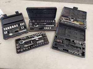 lot 6052 image: 5 assorted socket sets- not complete