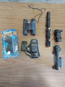 lot 6102 image: binoculars and assorted gun misc.