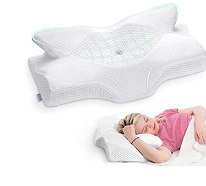lot 7704 image: Elviros Cervical Memory Foam Pillow, Contour Pillows for Neck and Shoulder Pain, Ergonomic Orthopedic Sleeping Neck Contoured Support Pillow for Side Sleepers, Back and Stomach Sleepers (White)