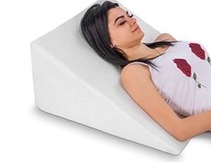 lot 7714 image: Abco Bed Wedge Pillow for Sleeping - Memory Foam Top - Reduce Neck & Back Pain, Snoring, Acid Reflux, Respiratory Problems - Ideal for Sleeping, Reading, Rest, Elevation - Washable Cover