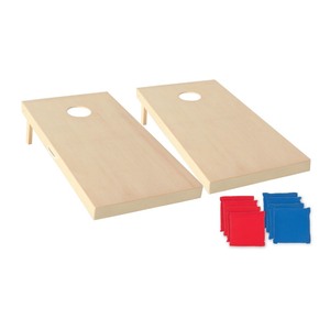lot 7737 image: Triumph 2 x 4 Woodie Tournament Cornhole All-Wood Bean Bag Toss Set Includes 8 Bean Bags