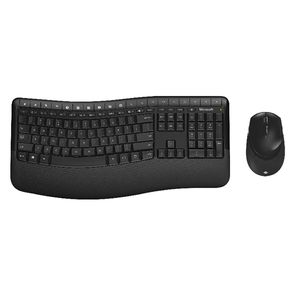 lot 7742 image: Microsoft - Comfort Desktop 5050 Ergonomic,Full-size Wireless Optical Curved Keyboard and Mouse - Black (missing mouse)