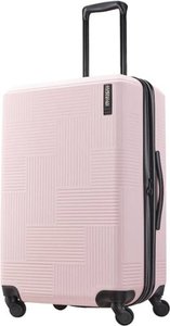 lot 7756 image: American Tourister - Stratum XLT 24in Spinner - Petal Pink- slightly scuffed, small crack