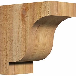 lot 7757 image: Ekena Millwork COR04X08X08NEW00RWR Newport Rough Sawn Rustic Wood Corbels, 4W x 8D x 8H, Western Red Cedar