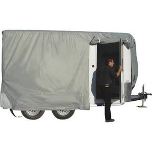 lot 7762 image: ADCO 46002 SFS Aqua-Shed Bumper-Pull Horse Trailer Cover - 101in to 12