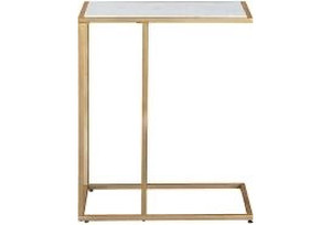 lot 7763 image: Signature by Ashley C-SHAPE ACCENT TABLE WITH WHITE MARBLE TOP