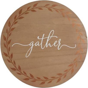 lot 7775 image: Hanna Roberts Lazy Susan Kitchen Turntable for Pantry Cabinet or Table, 14in (Gather with Leaf Design)