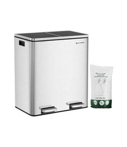 lot 7781 image: SONGMICS Silver Stainless Steel 16 Gallon Trash Can