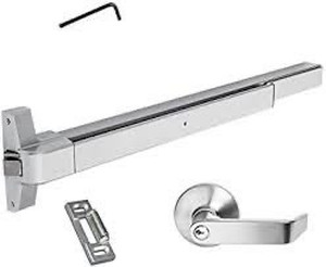 lot 7785 image: Push Bar Panic Exit Device Aluminum, with Exterior Lever