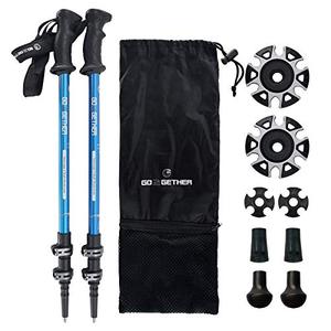 lot 7794 image: G2 Trekking Hiking Poles Telescopic  Aluminum Alloy  Comfort BMM Handle  Auto-Adjustable Strap  Quick Flip Lock  Snow Baskets Attached (Pack of 2 Poles) (Capri Blue)